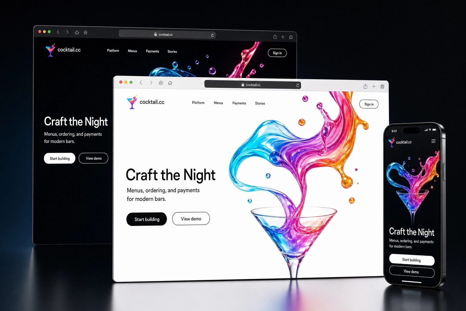 cocktail.cc website concept preview
