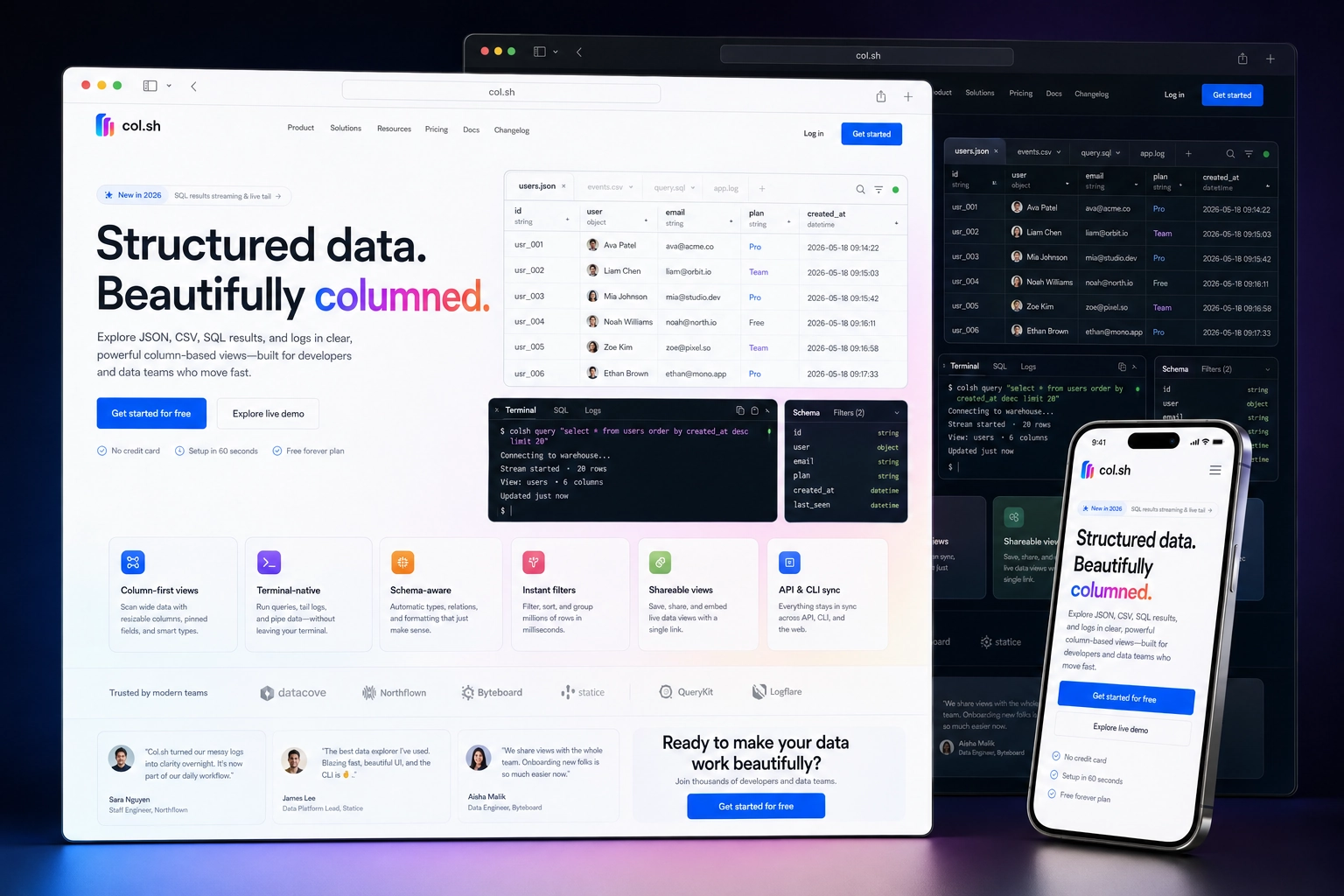 col.sh website concept preview