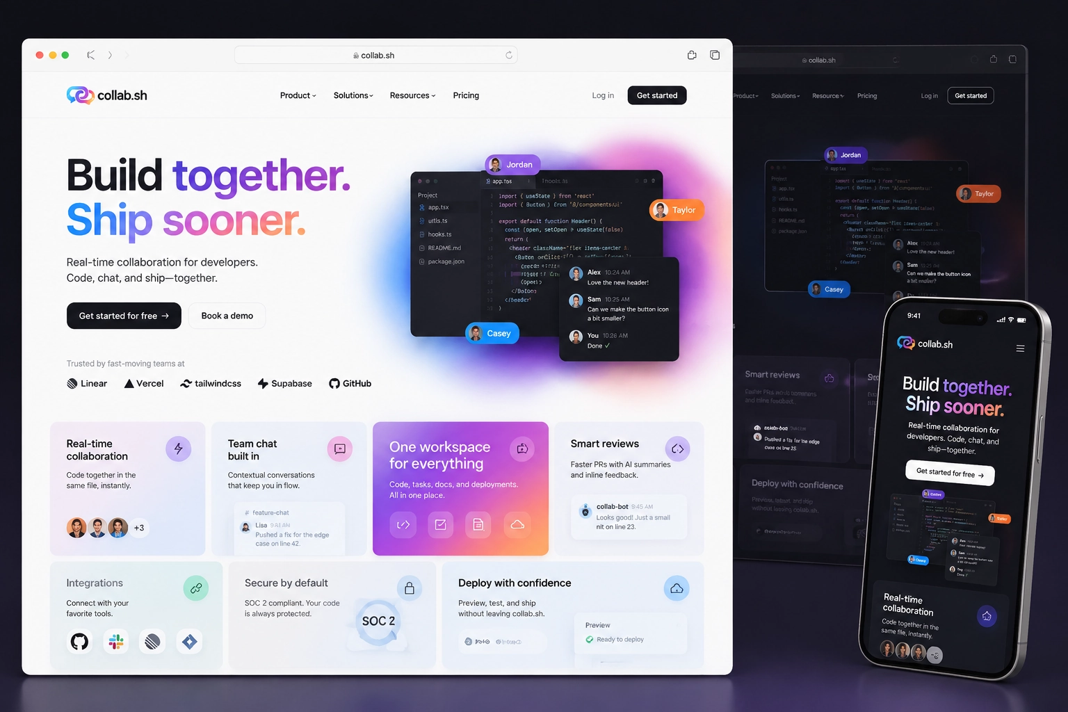 collab.sh website concept preview