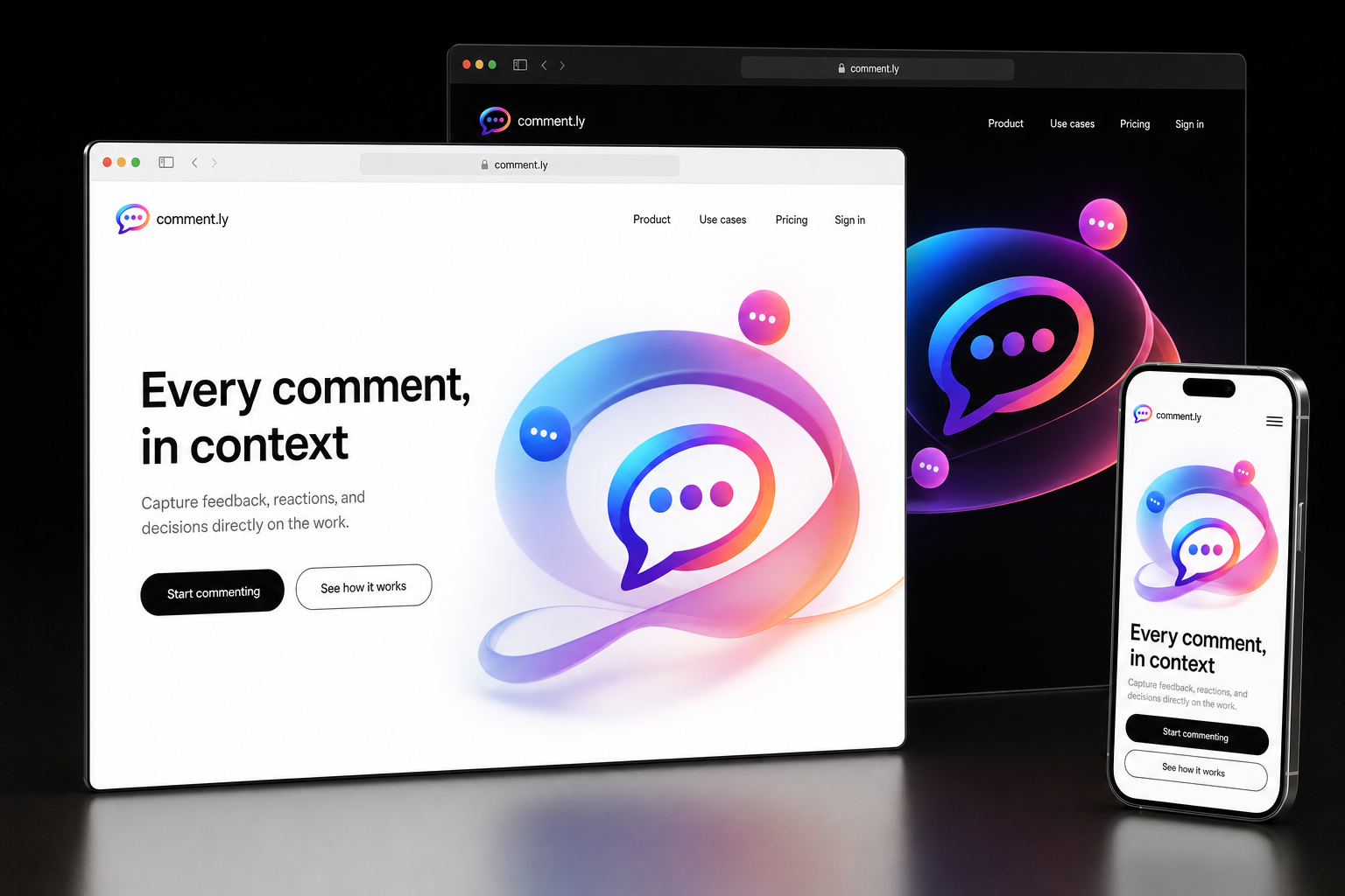 comment.ly website concept preview