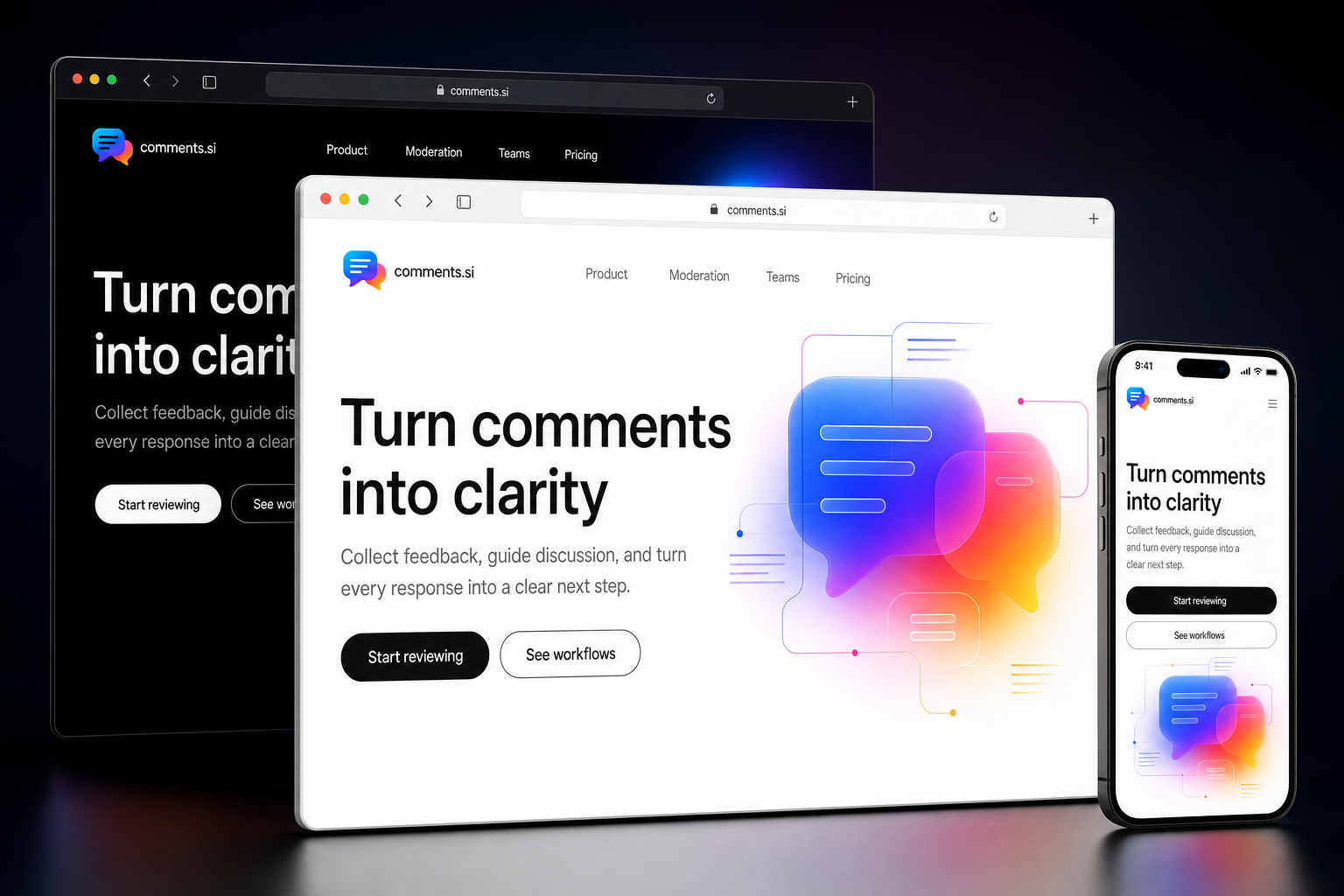 comments.si website concept preview enlarged