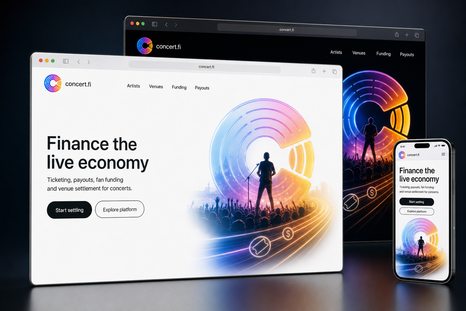 concert.fi website concept preview enlarged