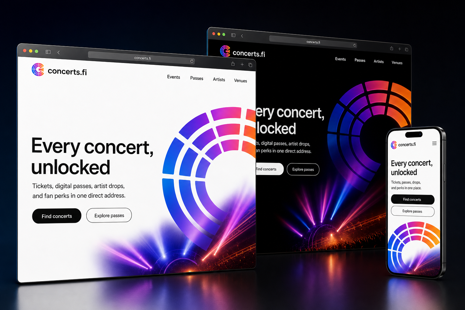 concerts.fi website concept preview enlarged