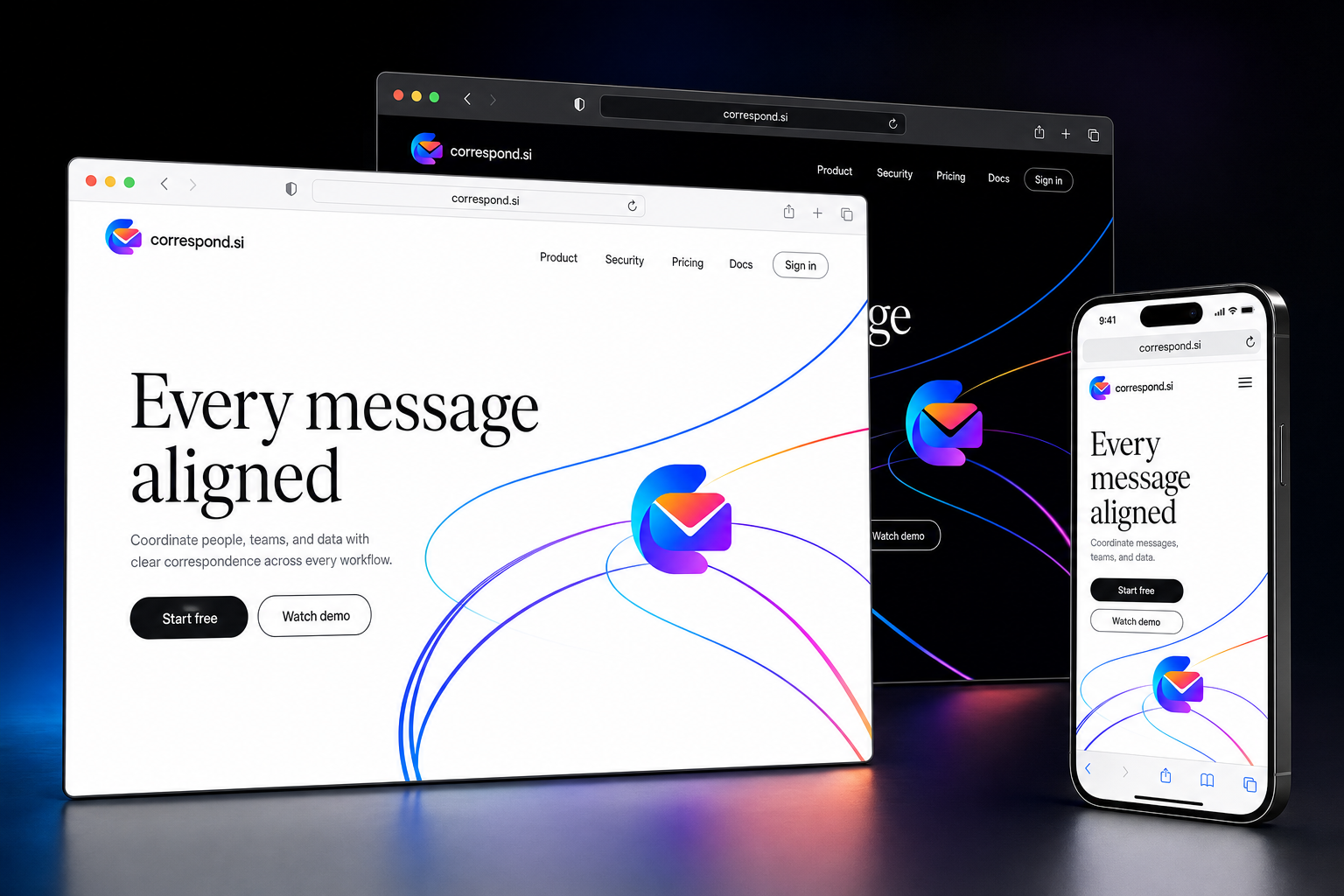 correspond.si website concept preview