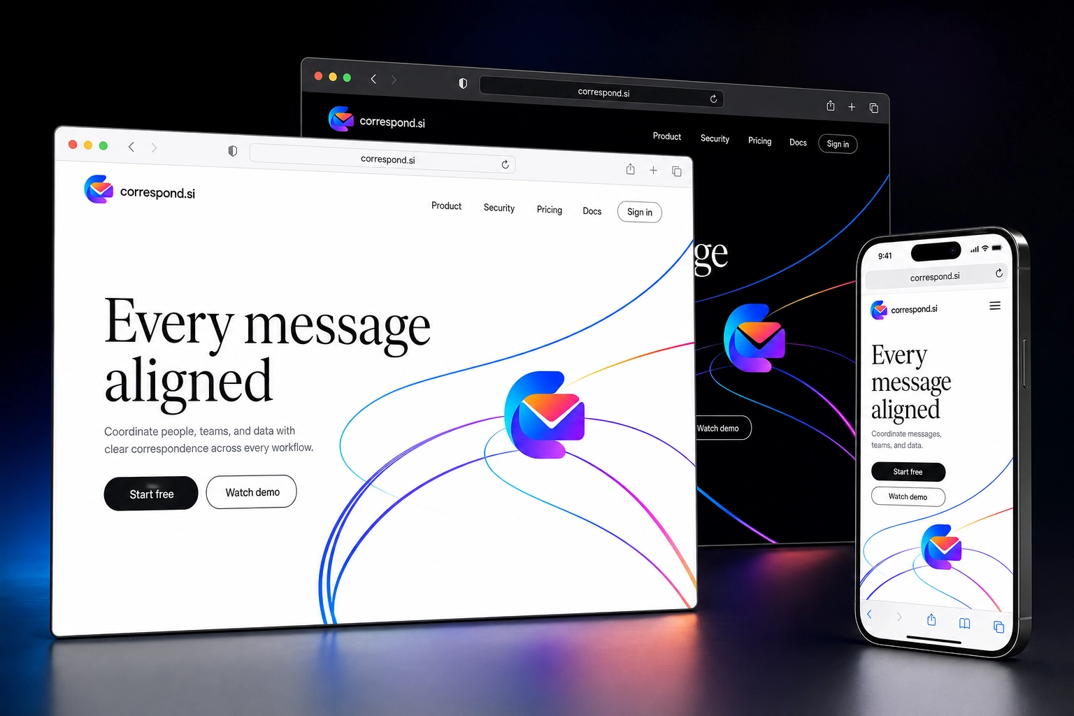 correspond.si website concept preview
