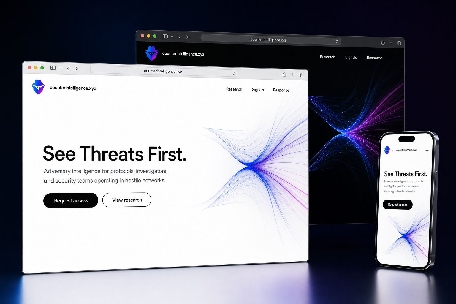 counterintelligence.xyz website concept preview enlarged