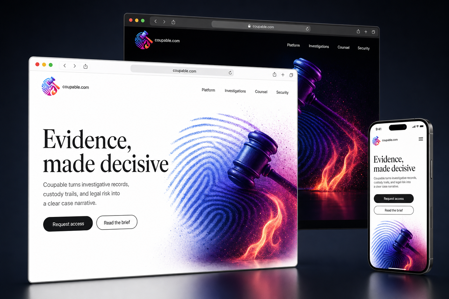 coupable.com website concept preview