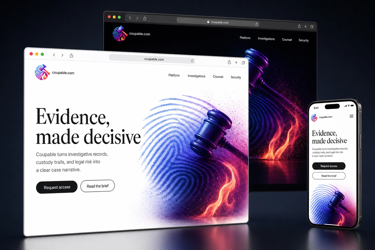 coupable.com website concept preview