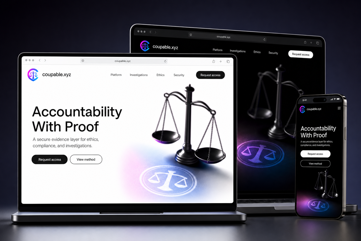 coupable.xyz website concept preview