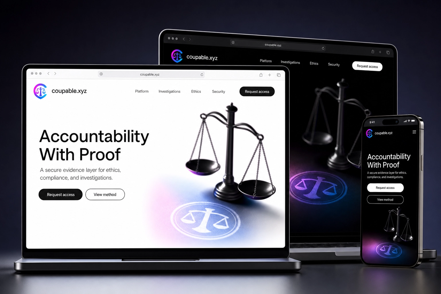 coupable.xyz website concept preview