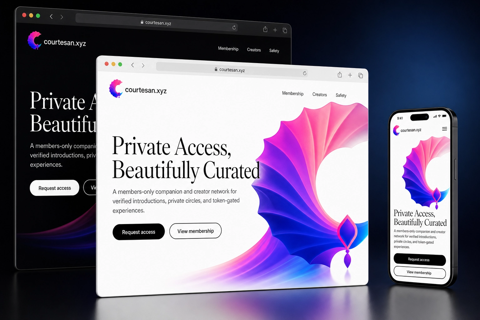 courtesan.xyz website concept preview
