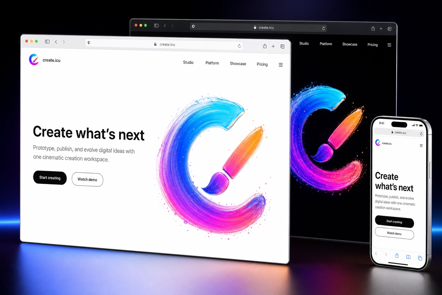 create.icu website concept preview