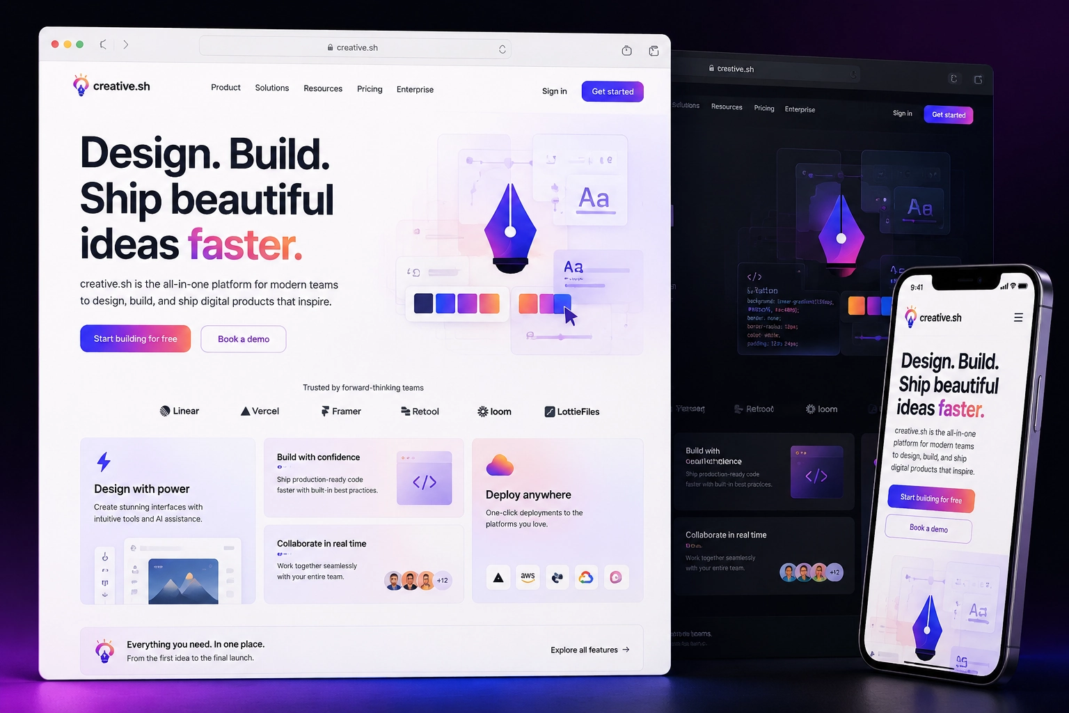 creative.sh website concept preview