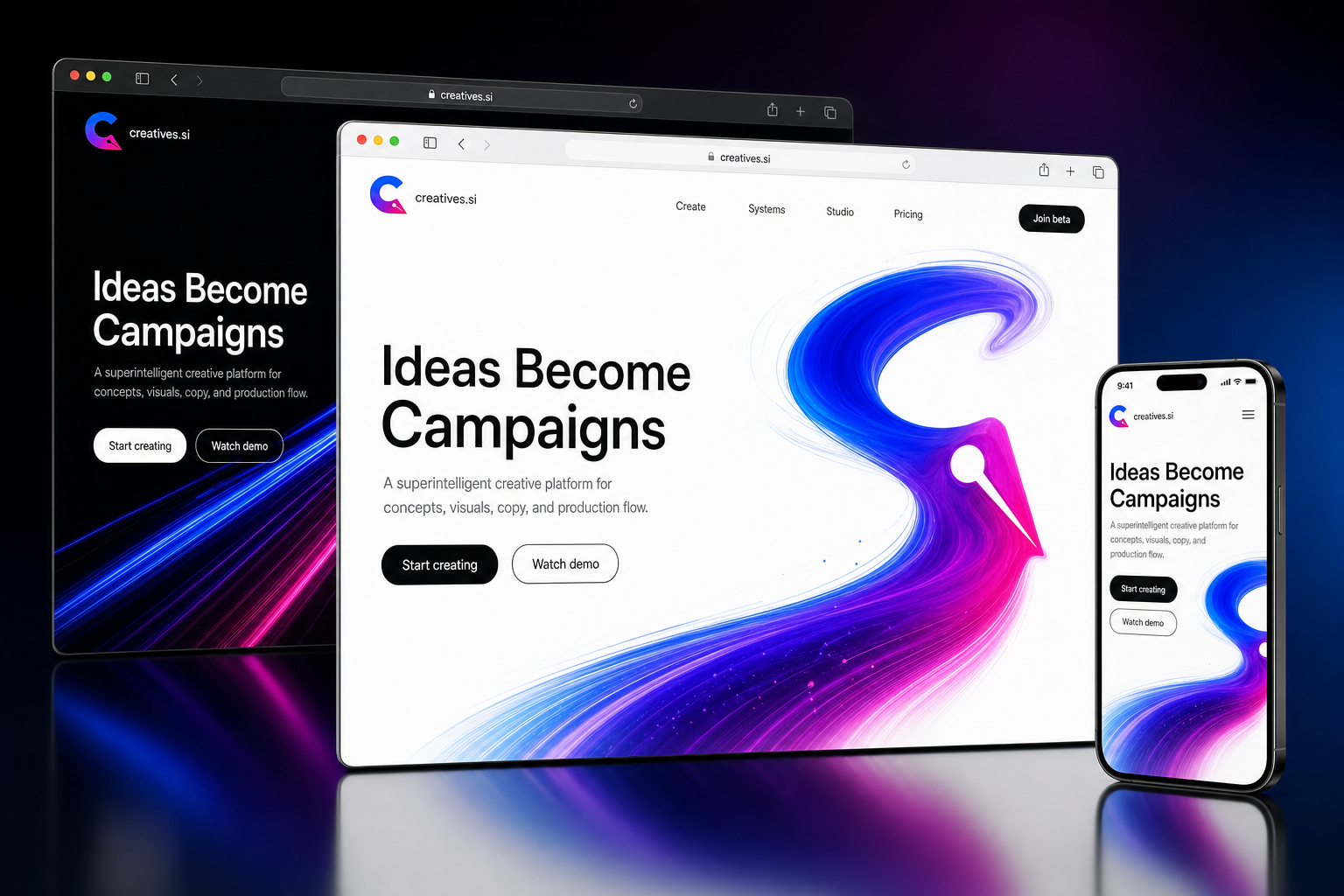 creatives.si website concept preview enlarged