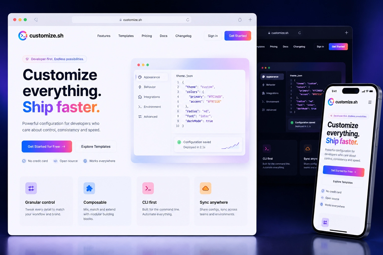 customize.sh website concept preview