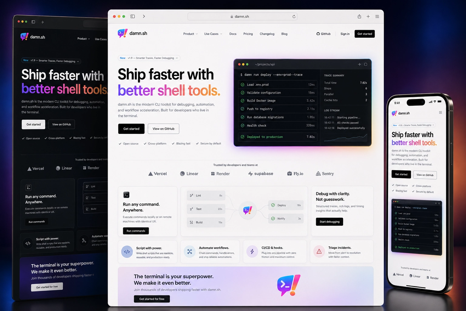 damn.sh website concept preview