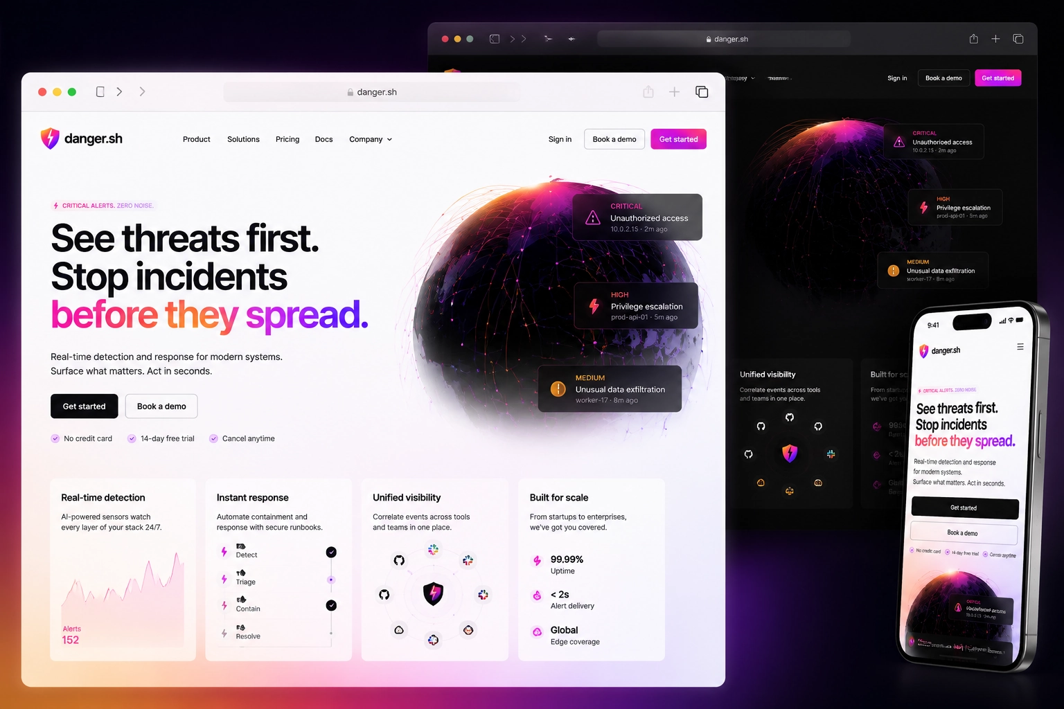 danger.sh website concept preview
