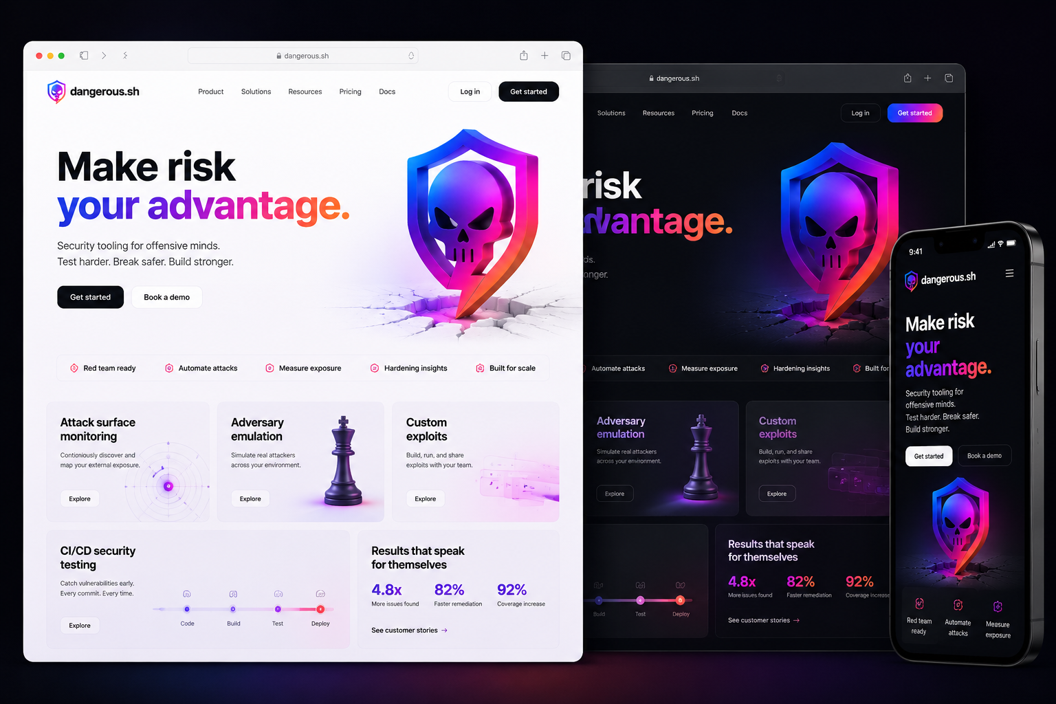 dangerous.sh website concept preview