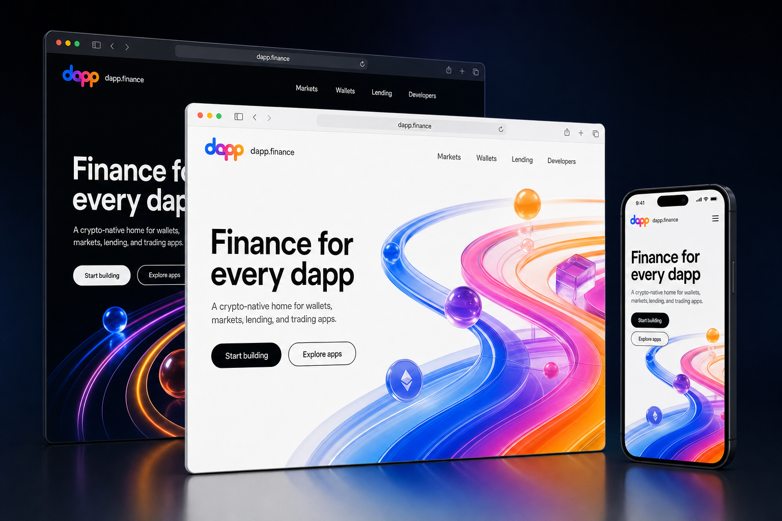 dapp.finance website concept preview enlarged