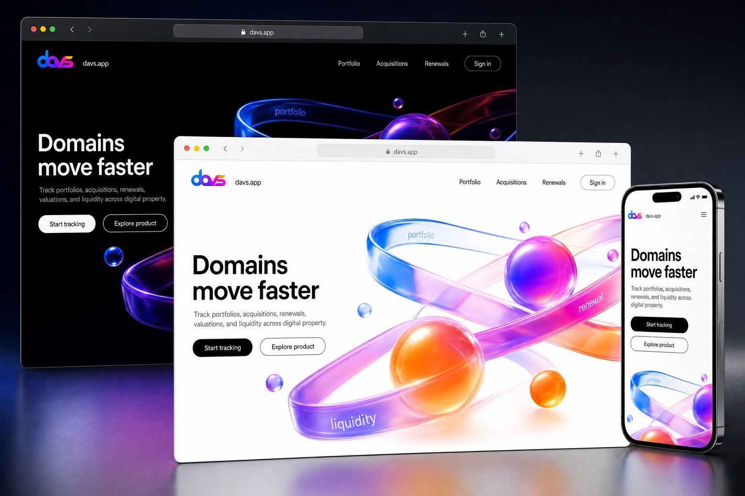 davs.app website concept preview enlarged