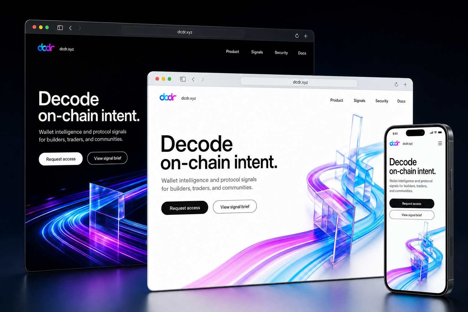 dcdr.xyz website concept preview enlarged