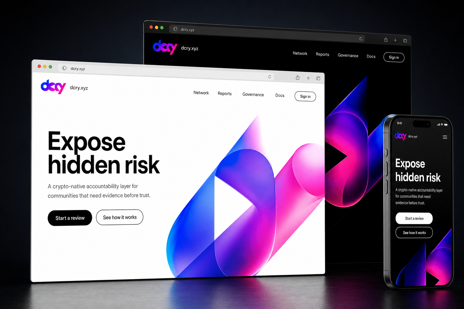 dcry.xyz website concept preview enlarged