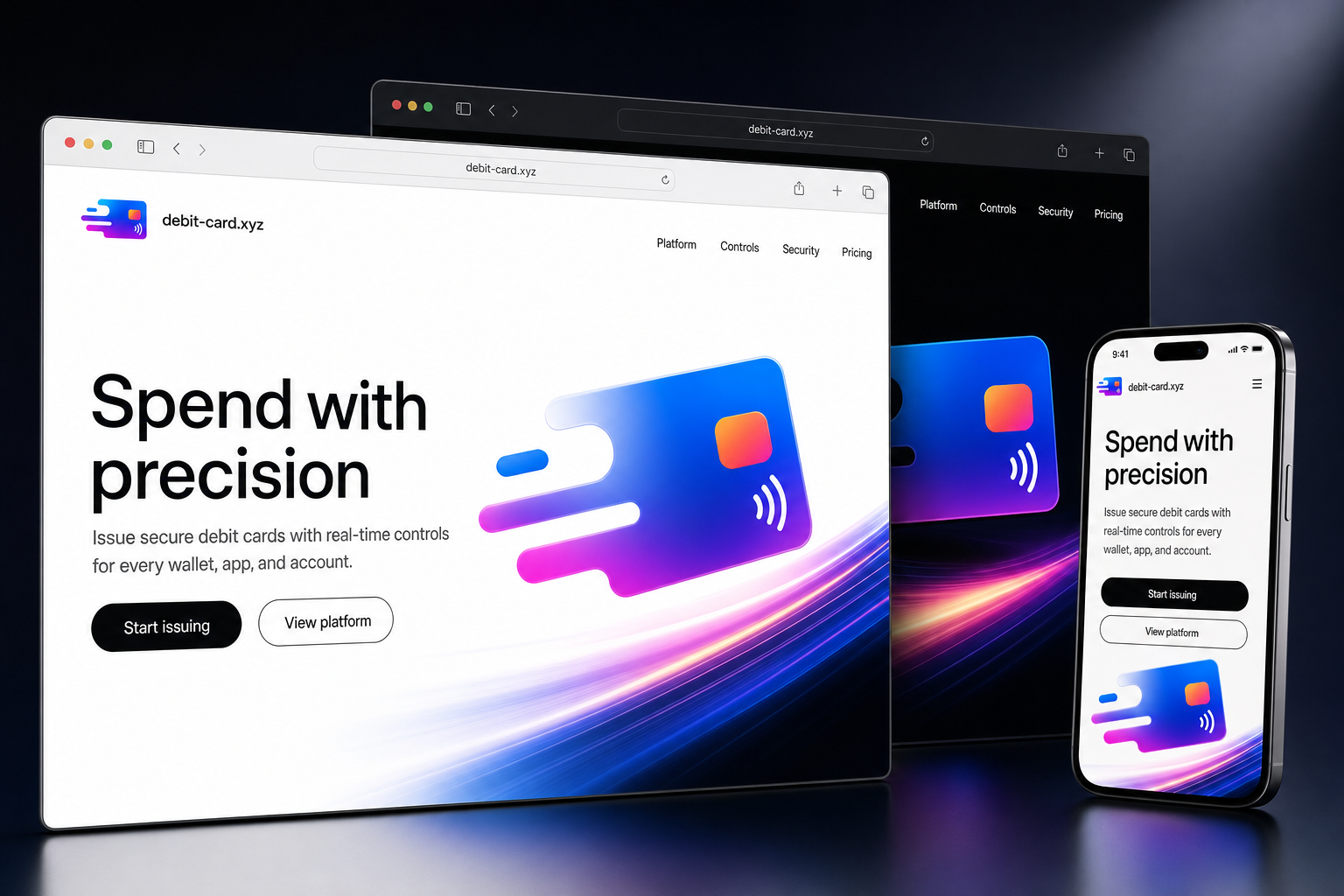 debit-card.xyz website concept preview enlarged