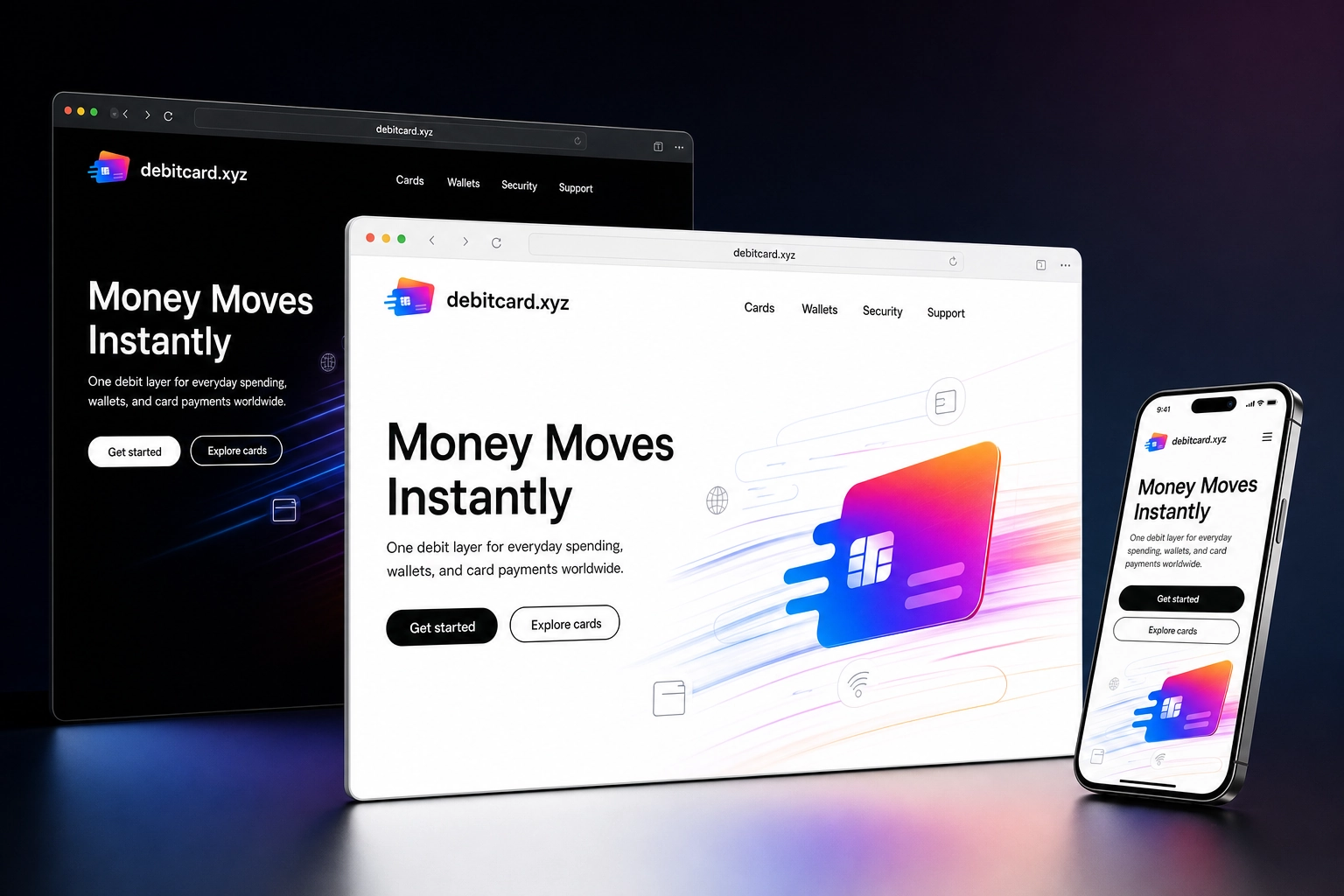 debitcard.xyz website concept preview