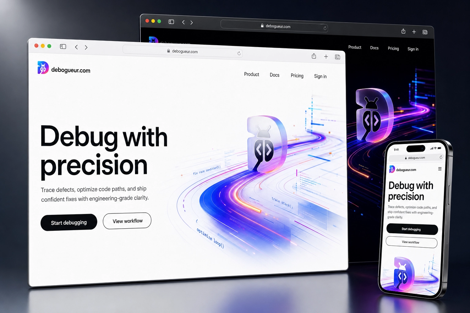 debogueur.com website concept preview