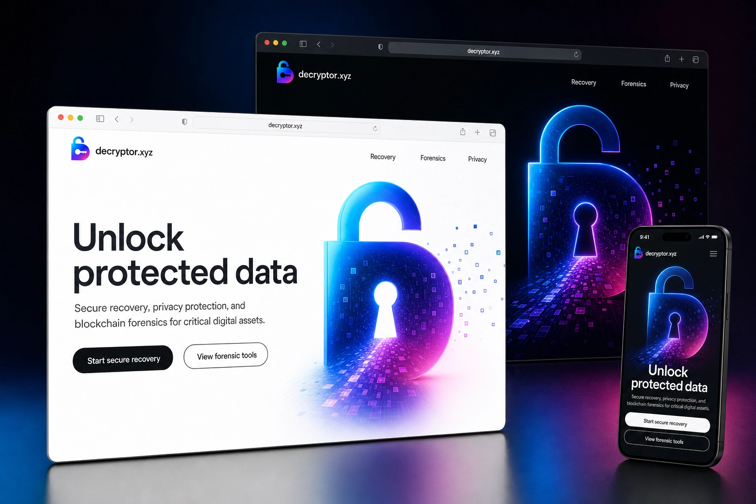 decryptor.xyz website concept preview