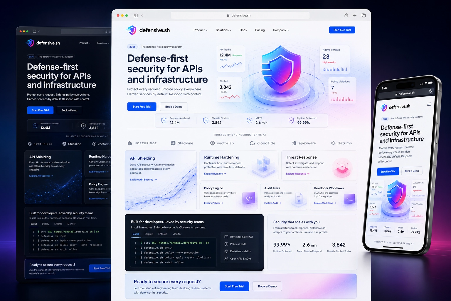 defensive.sh website concept preview
