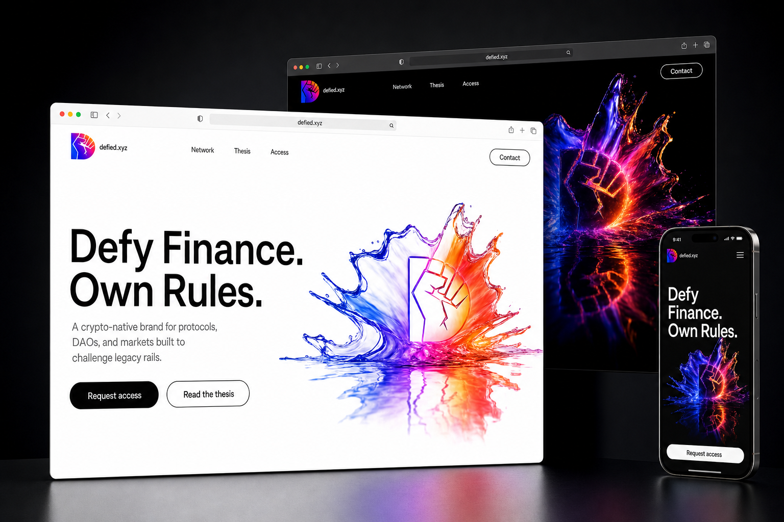 defied.xyz website concept preview