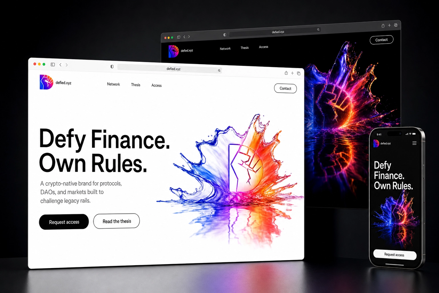 defied.xyz website concept preview