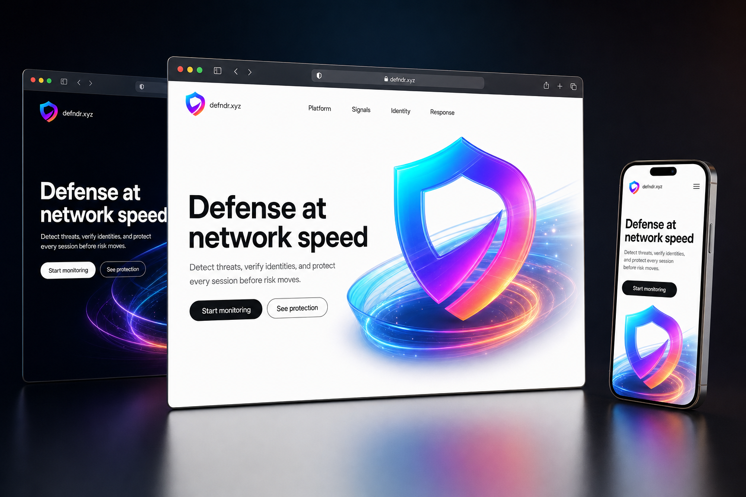 defndr.xyz website concept preview