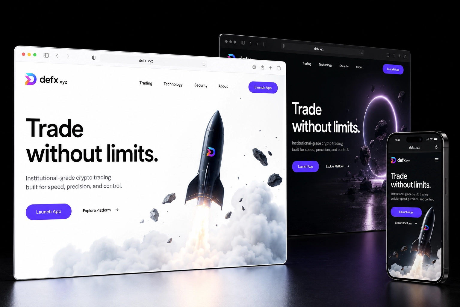 defx.xyz website concept preview