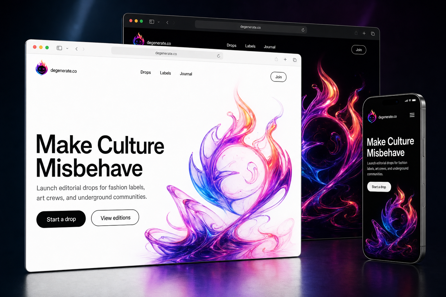 degenerate.co website concept preview