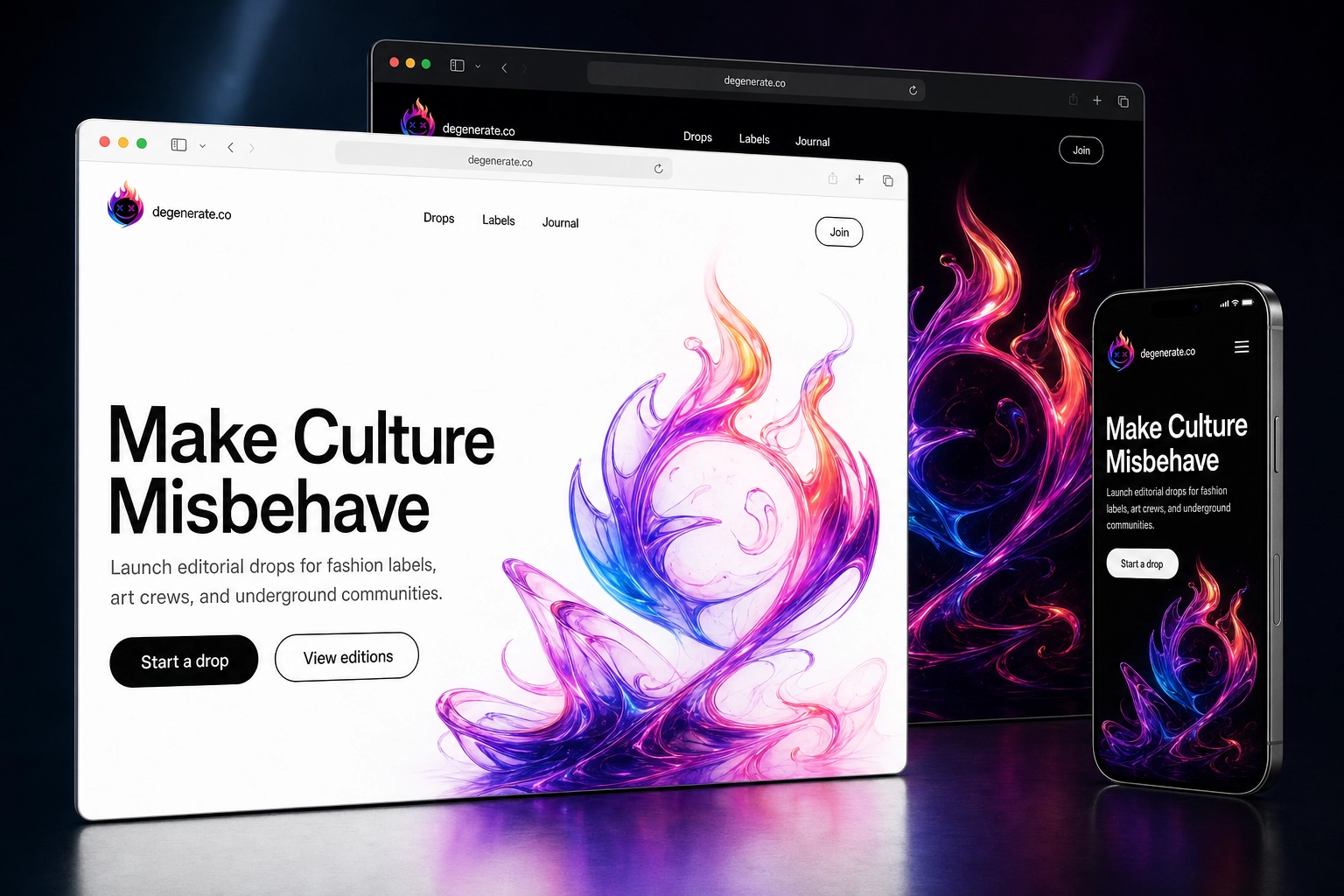 degenerate.co website concept preview