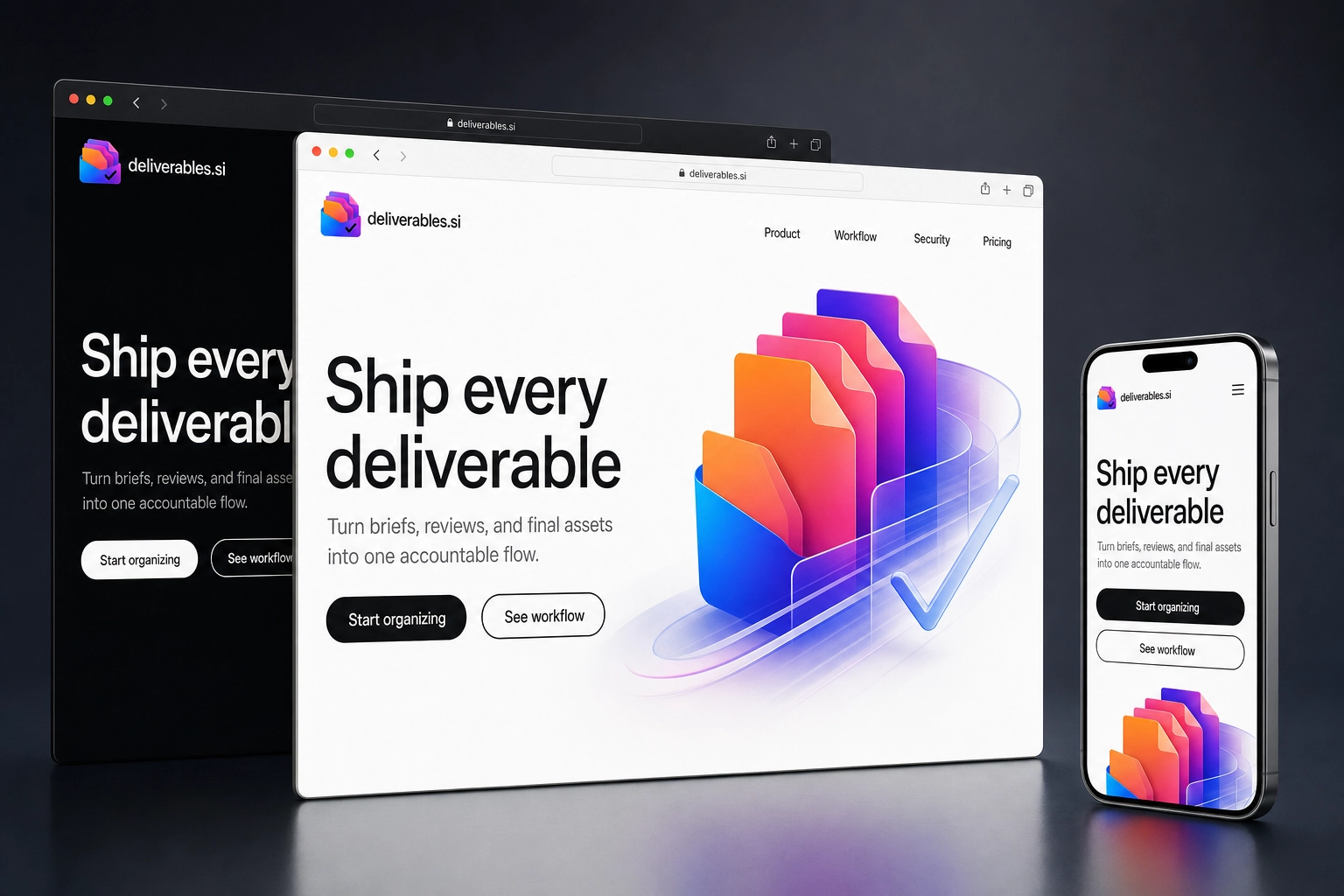 deliverables.si website concept preview