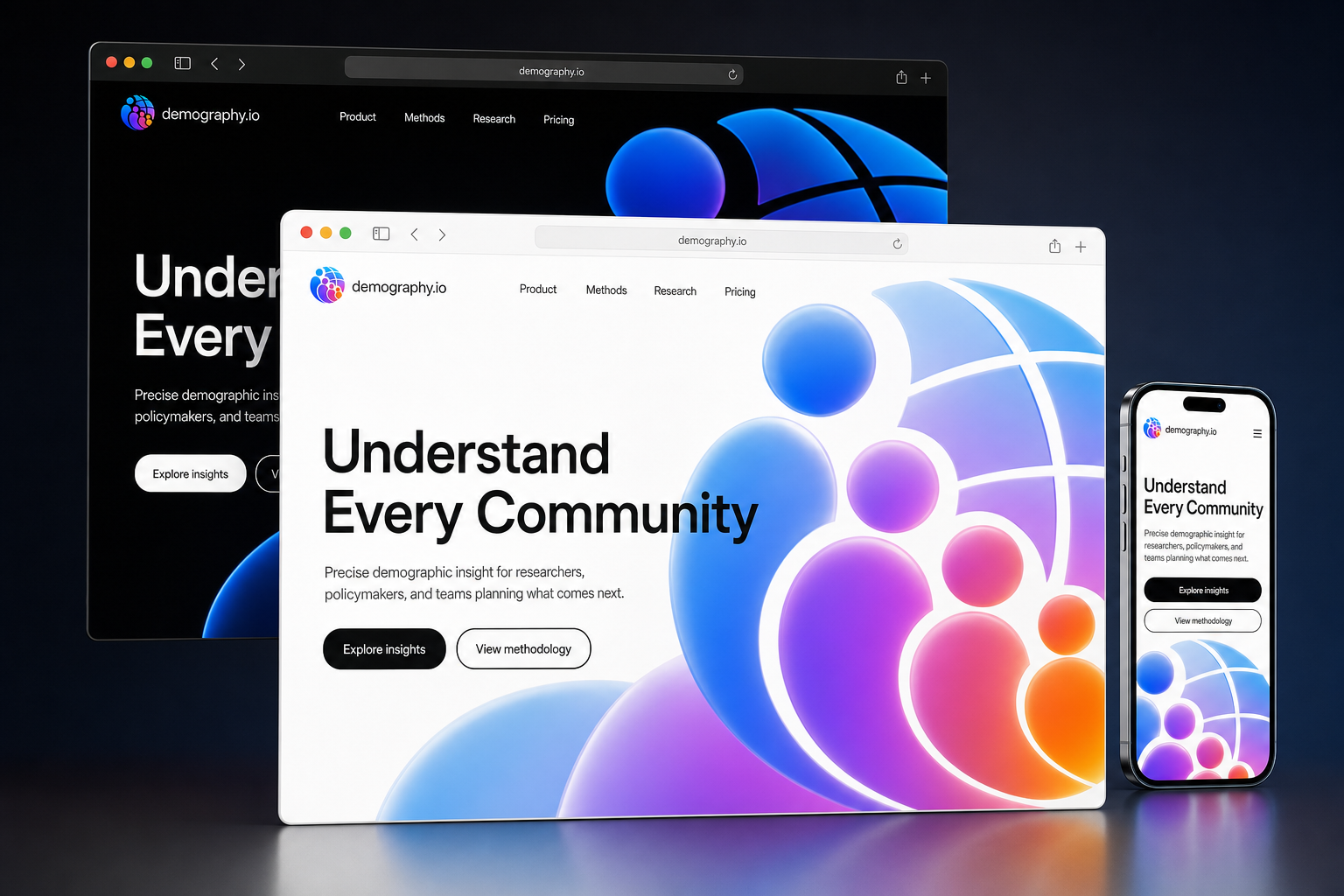 demography.io website concept preview
