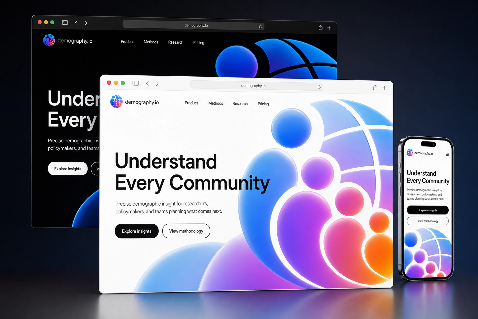 demography.io website concept preview