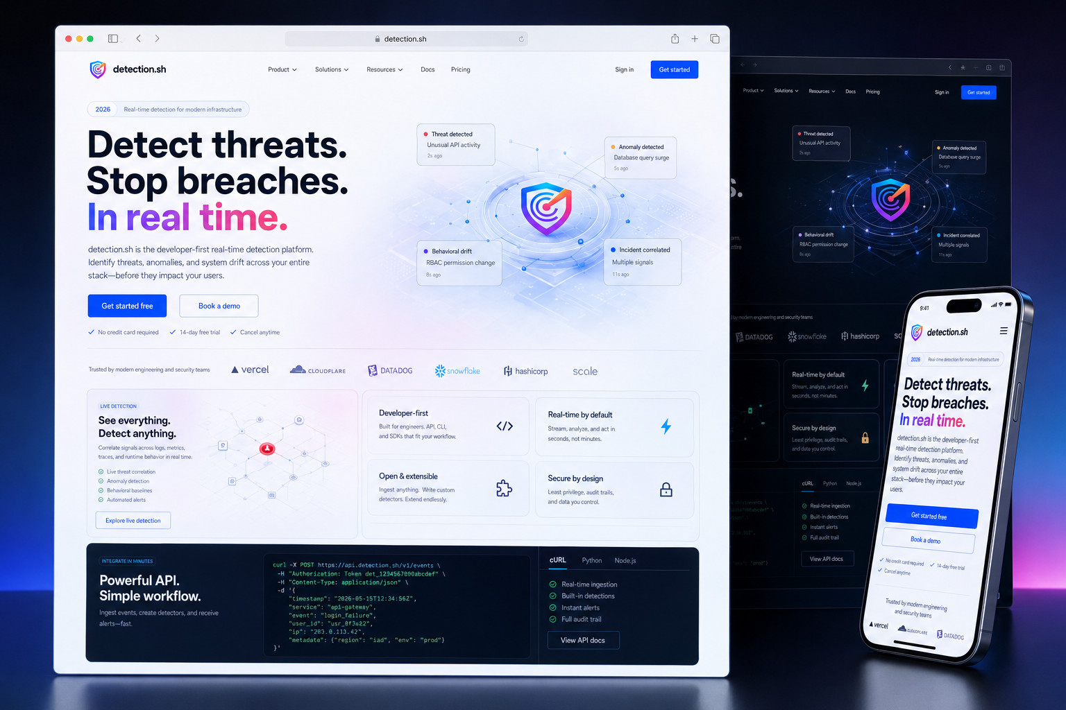 detection.sh website concept preview