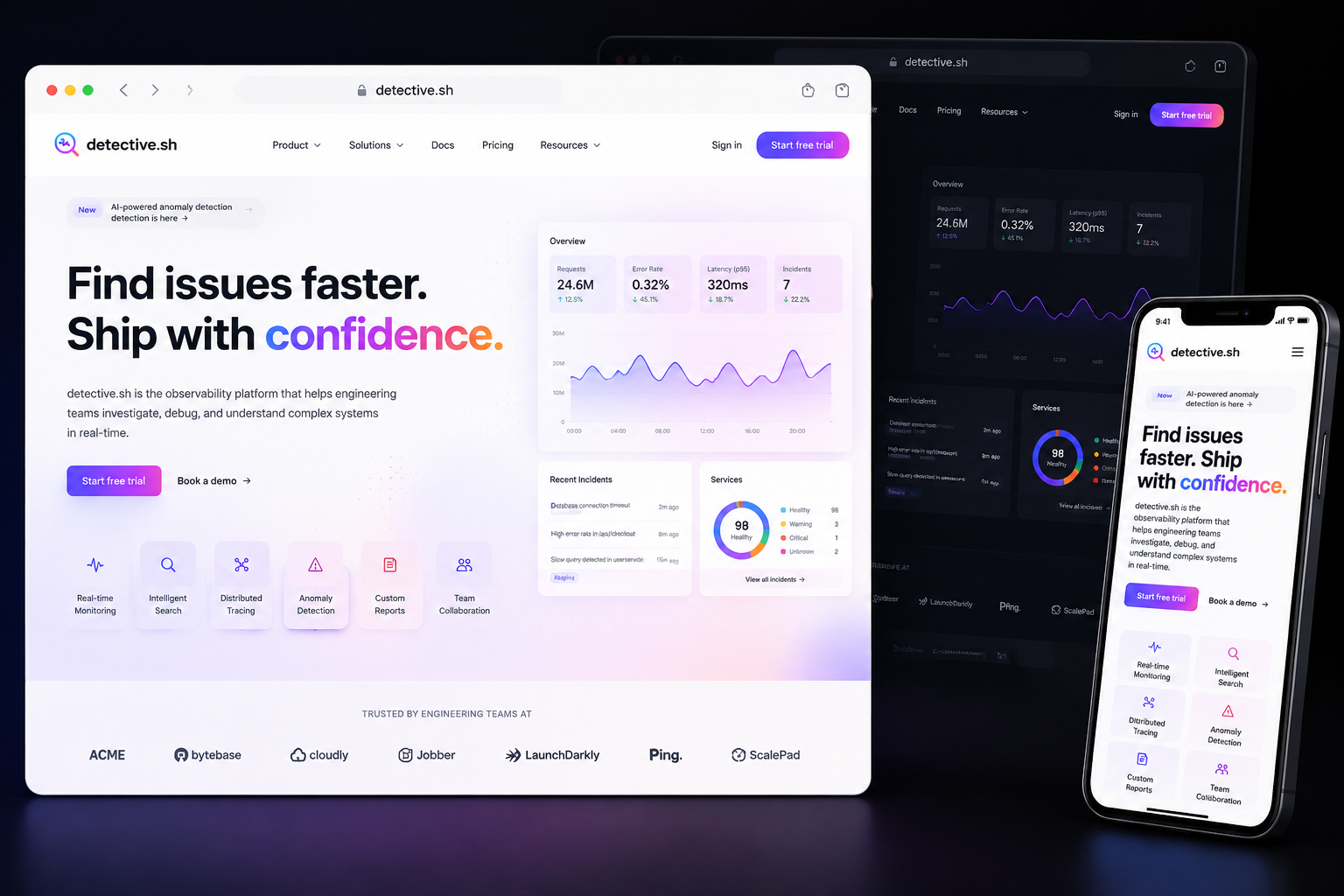 detective.sh website concept preview
