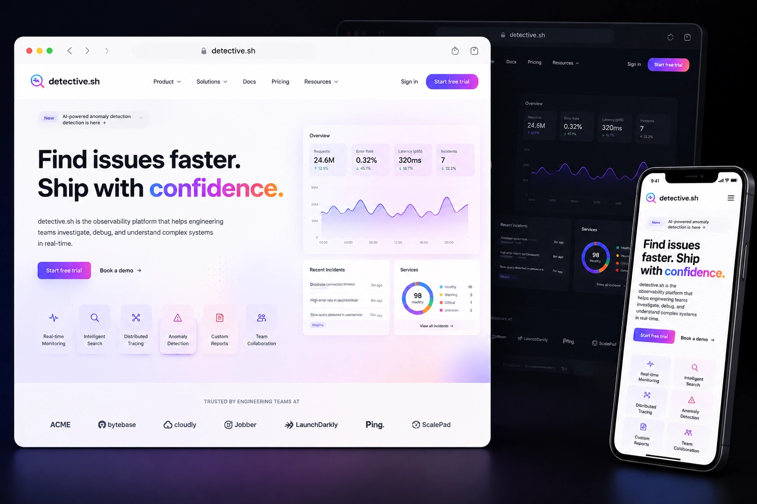 detective.sh website concept preview