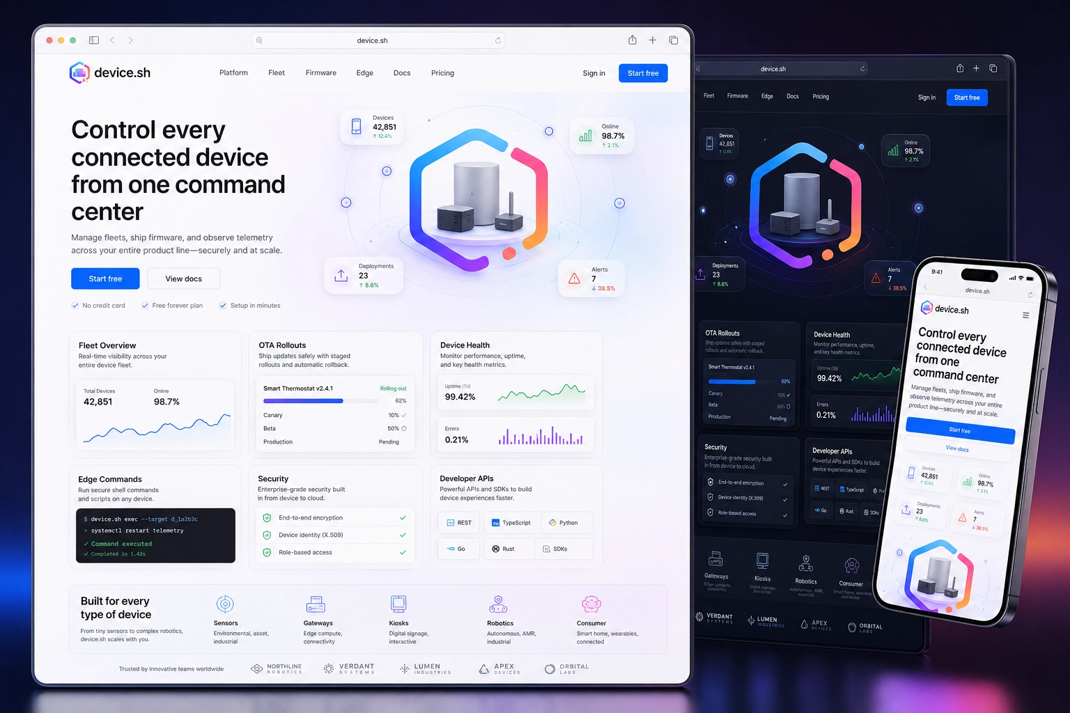 device.sh website concept preview
