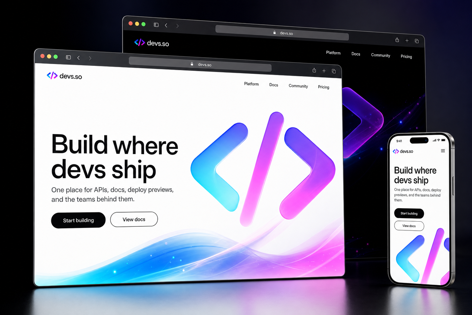devs.so website concept preview enlarged