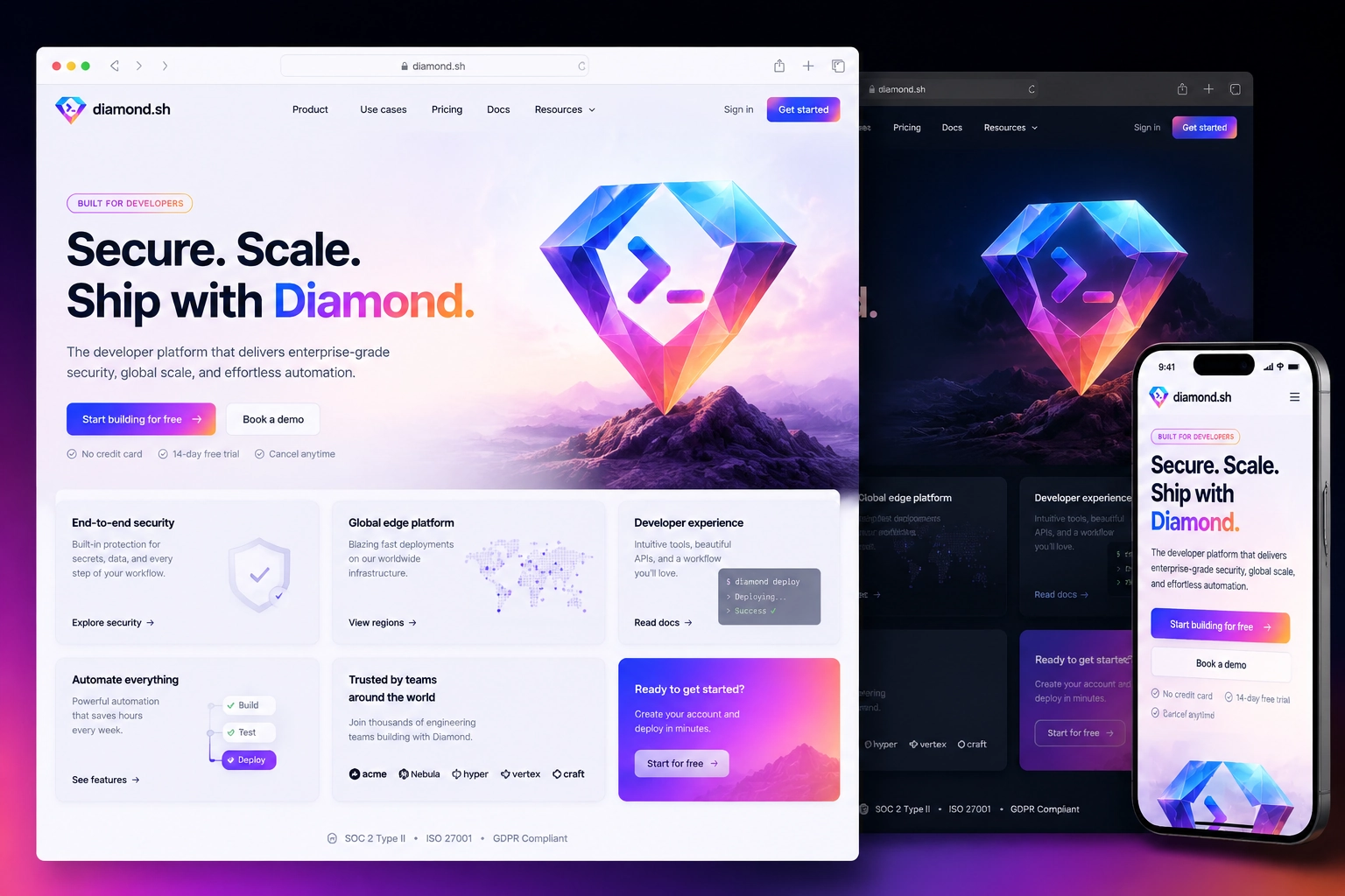 diamond.sh website concept preview