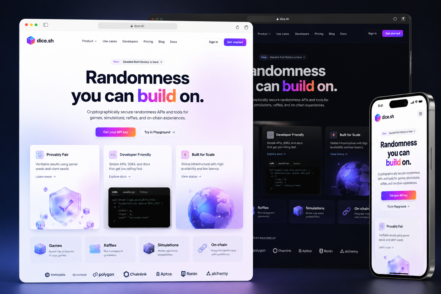 dice.sh website concept preview