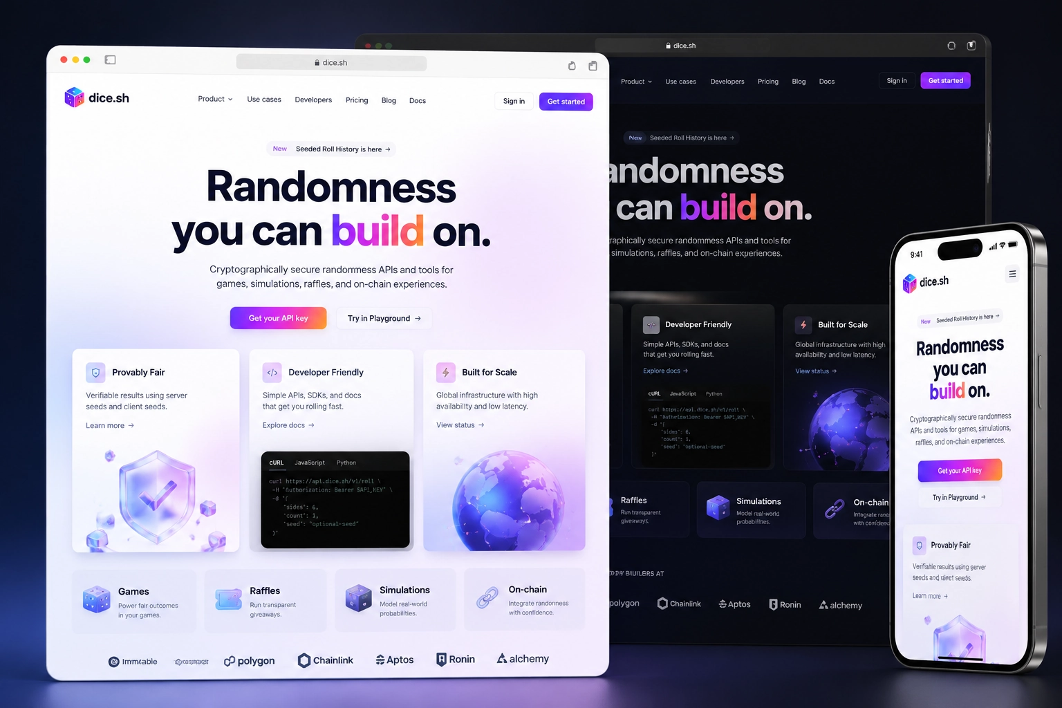 dice.sh website concept preview