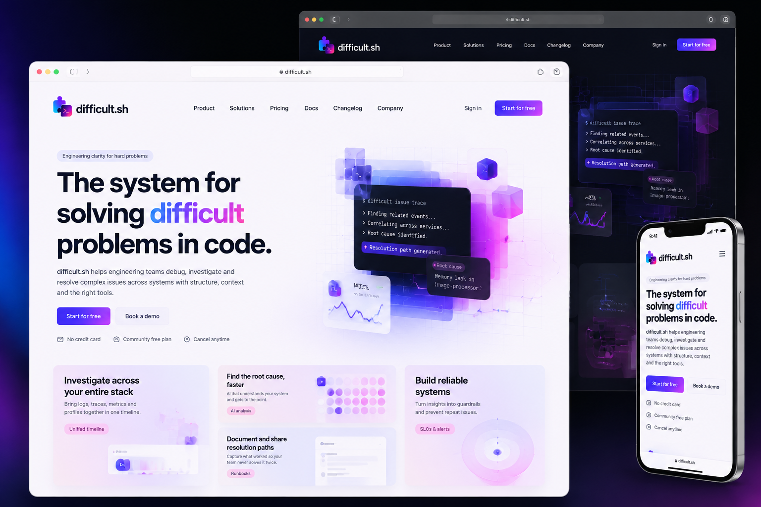difficult.sh website concept preview