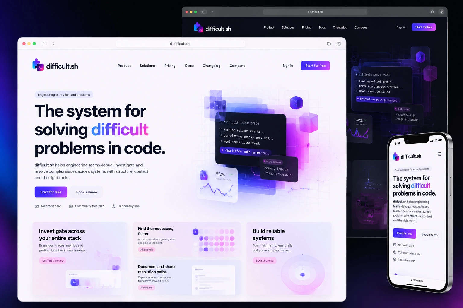 difficult.sh website concept preview